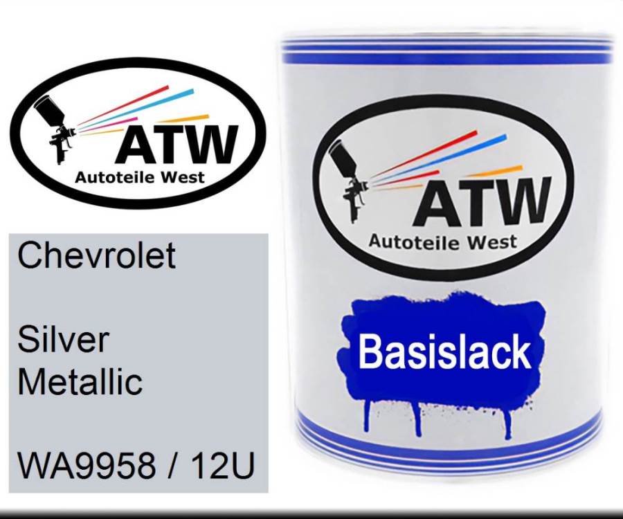 Chevrolet, Silver Metallic, WA9958 / 12U: 1L Lackdose, von ATW Autoteile West.